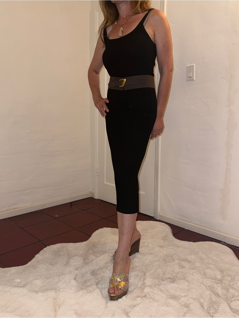 Slim Black Ribbed Tank Dress